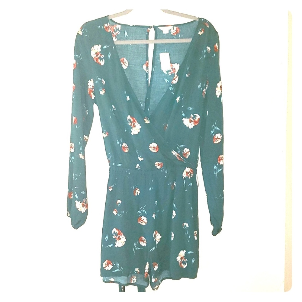 Green, Floral Designed One piece